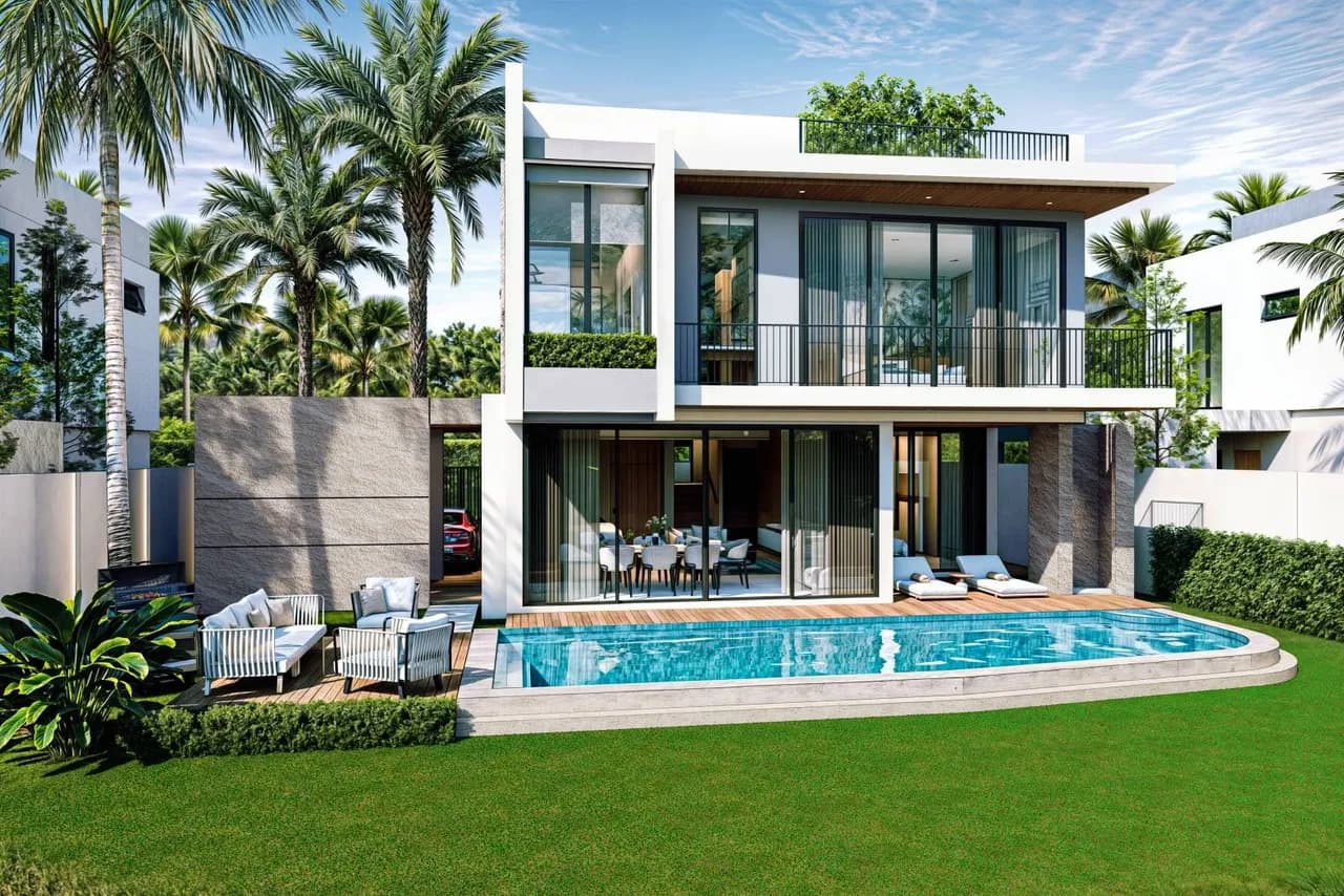 VIP Galaxy Villas, Phuket: pool villa facade and garden (rendering)