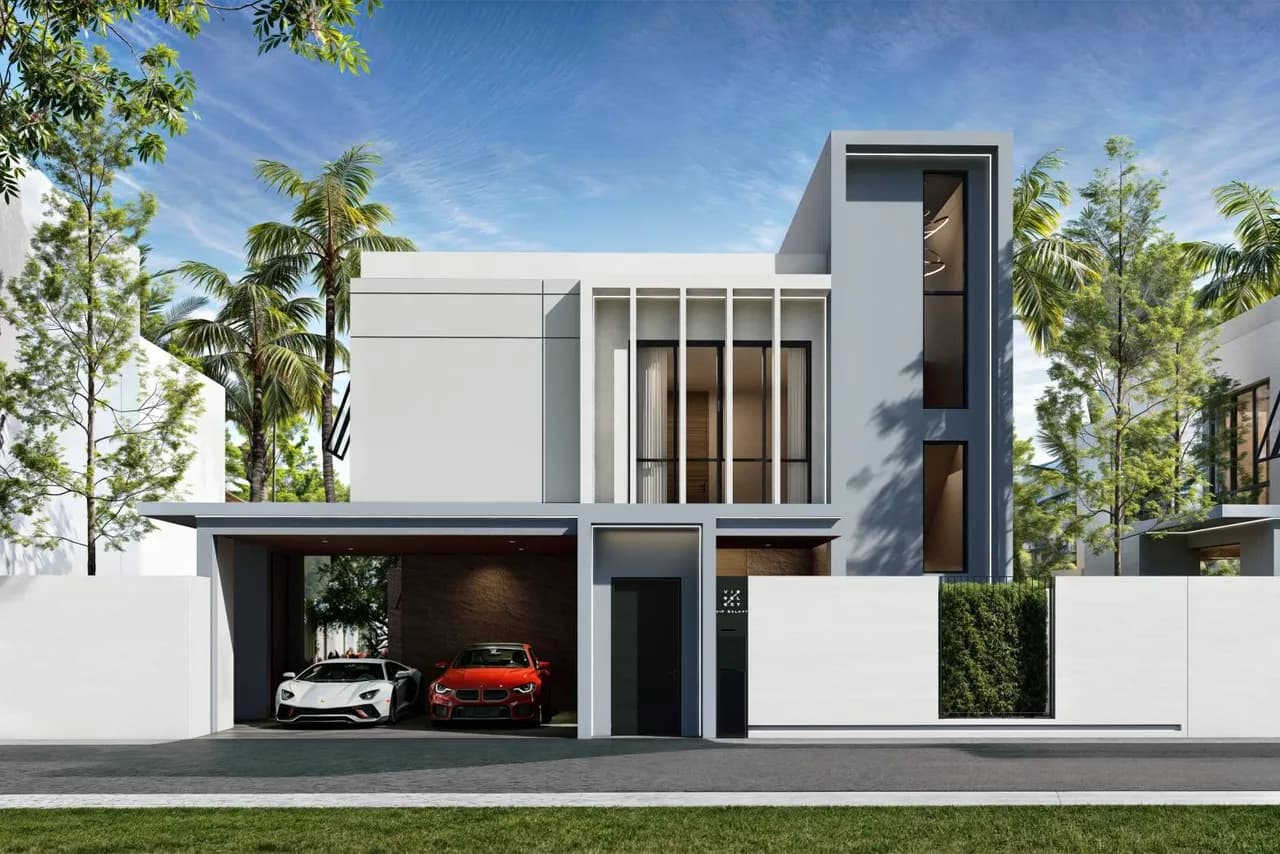 VIP Galaxy Villas, Phuket: villa street entrance with covered parking (rendering)