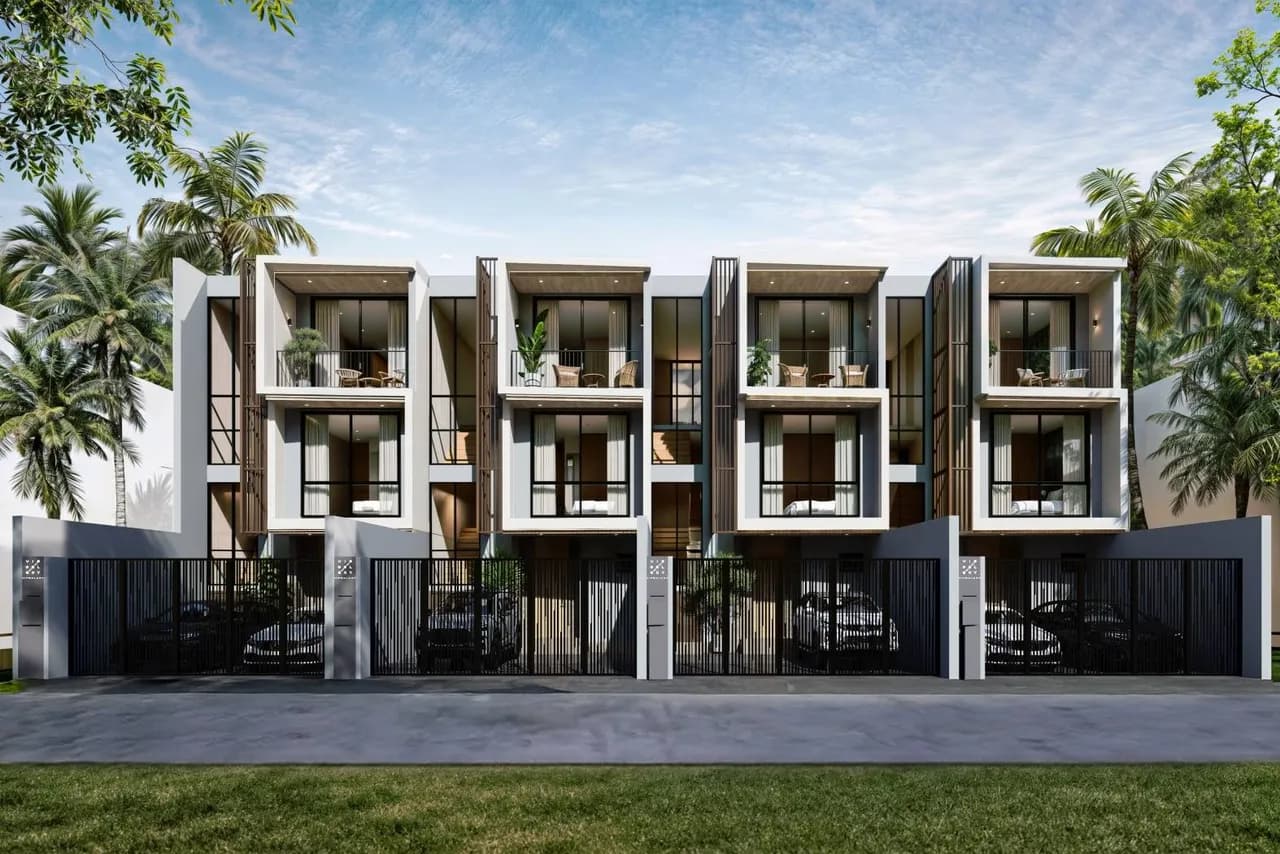 VIP Galaxy Villas, Phuket: row of villas viewed from the street (rendering)