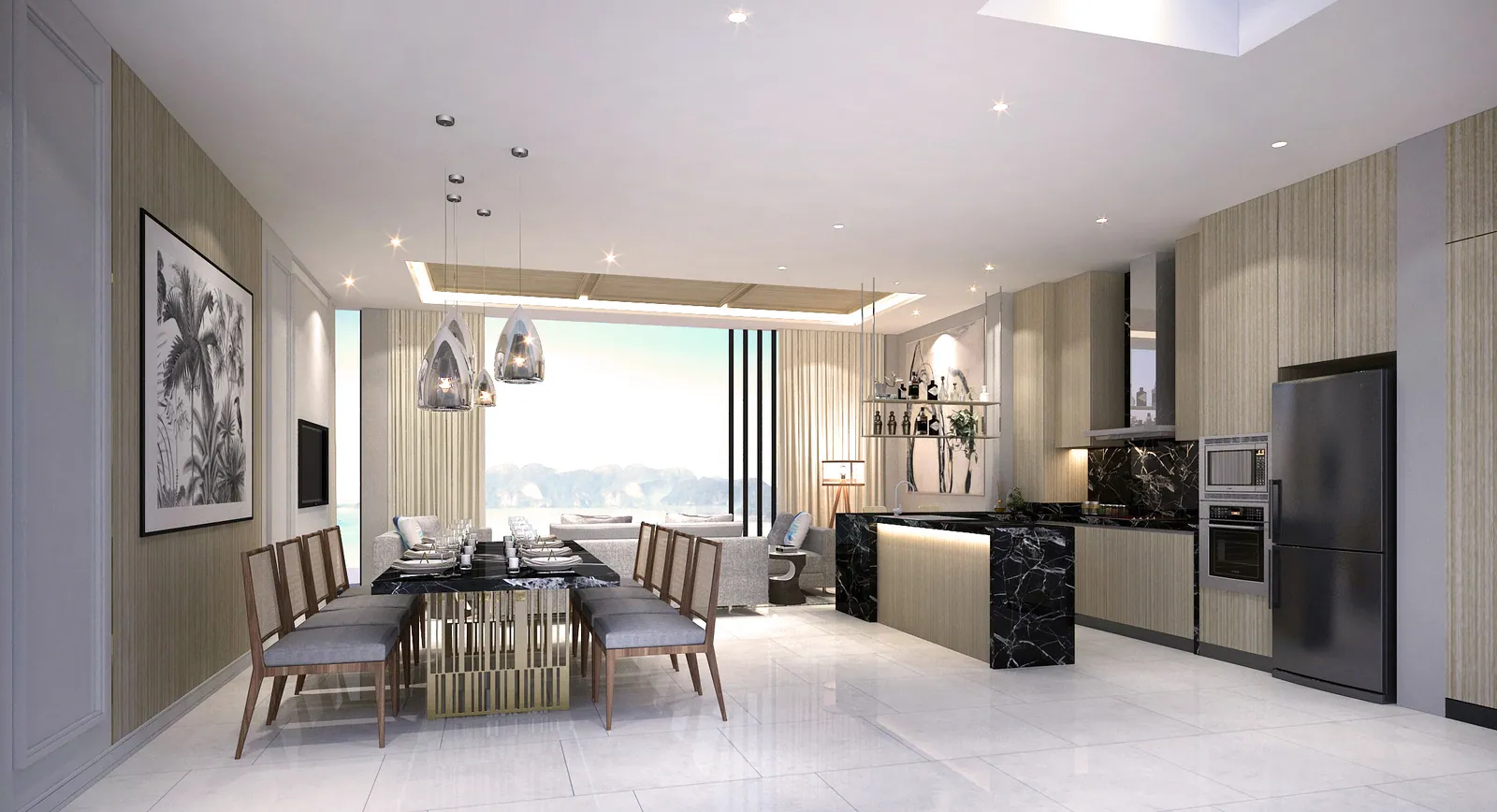 VIP Galaxy Villas, Phuket: type A villa kitchen and dining area (rendering)
