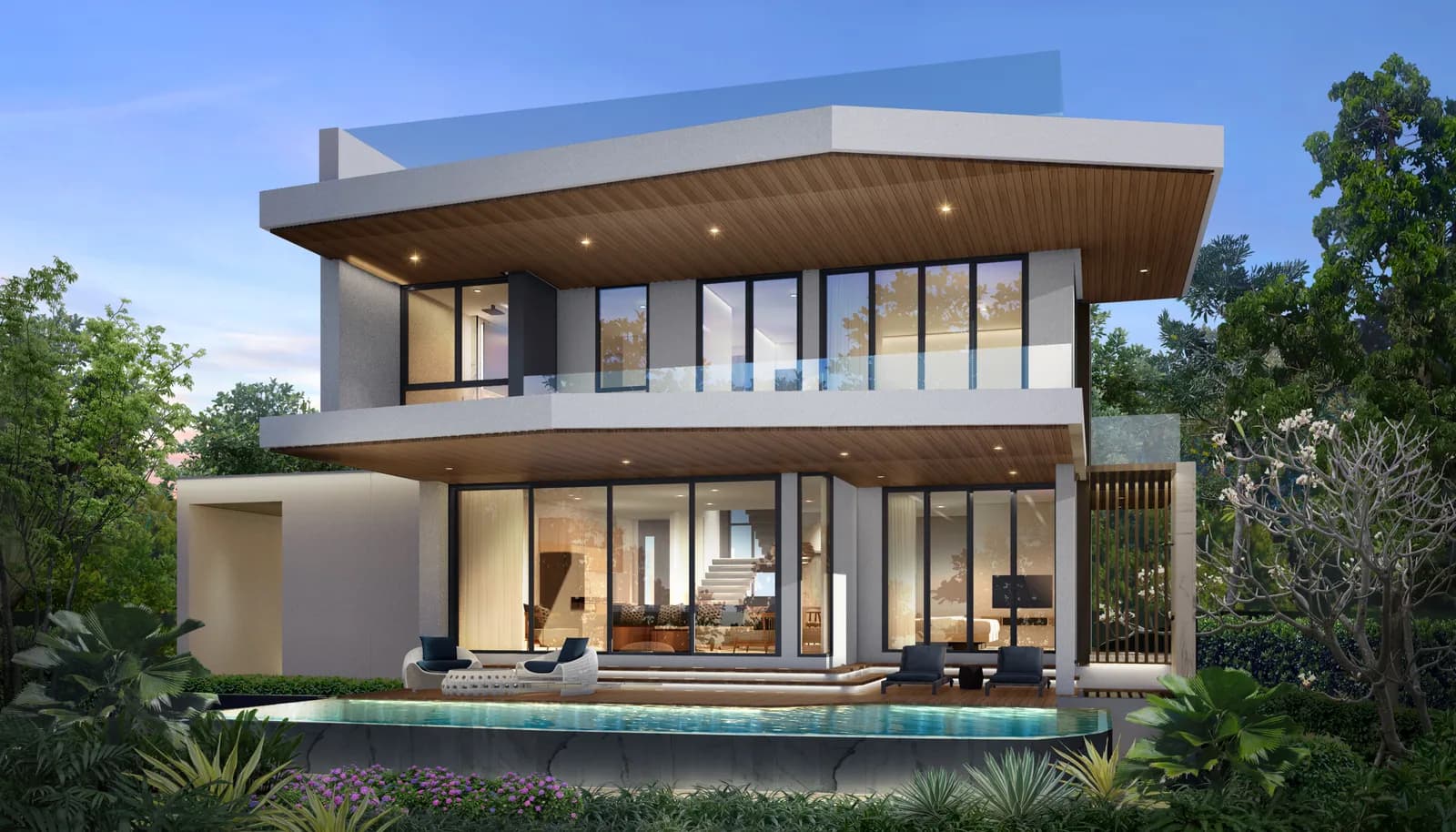 VIP Galaxy Villas, Phuket: type A villa facade facing the private pool (rendering)