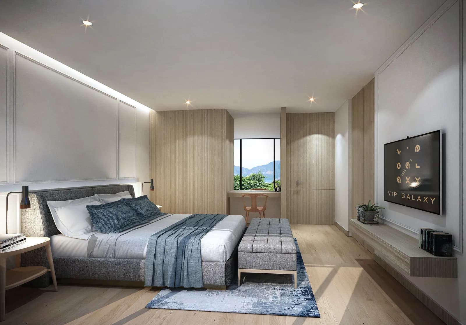 VIP Galaxy Villas, Phuket: type C villa bedroom with timber finishes (rendering)