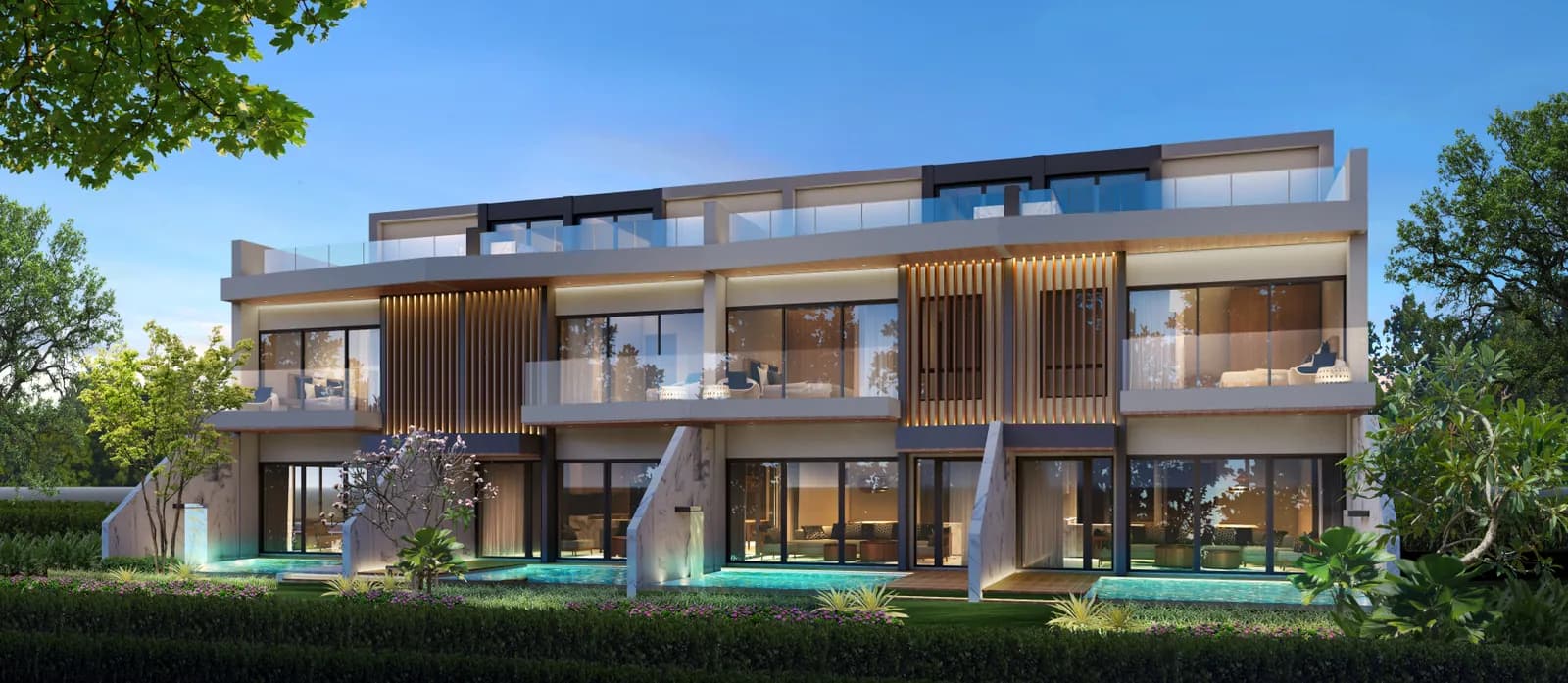 VIP Galaxy Villas, Phuket: type C villa facade facing the pool and garden (rendering)