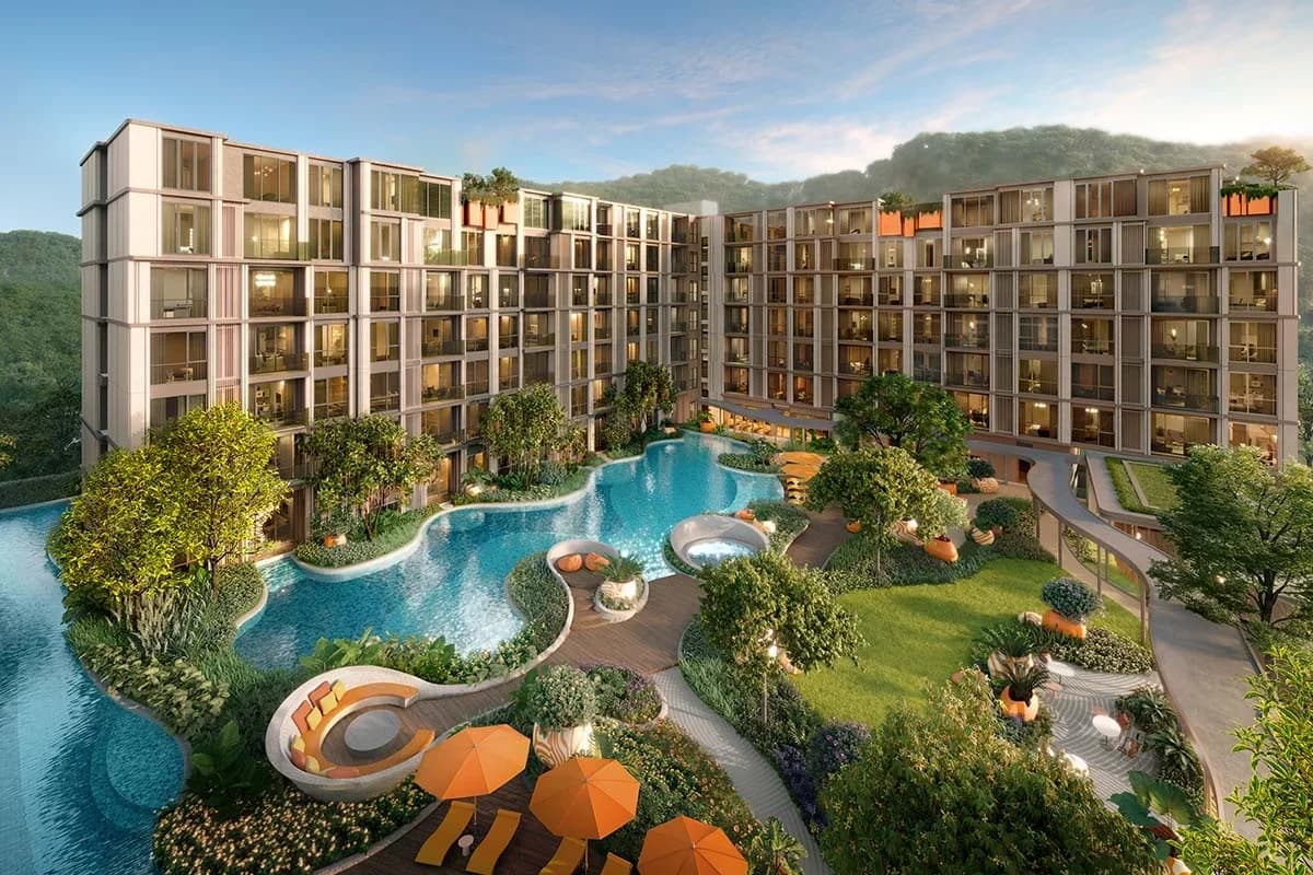 Canvaz Palette, Phuket: Project exterior and landscaped pools (rendering)
