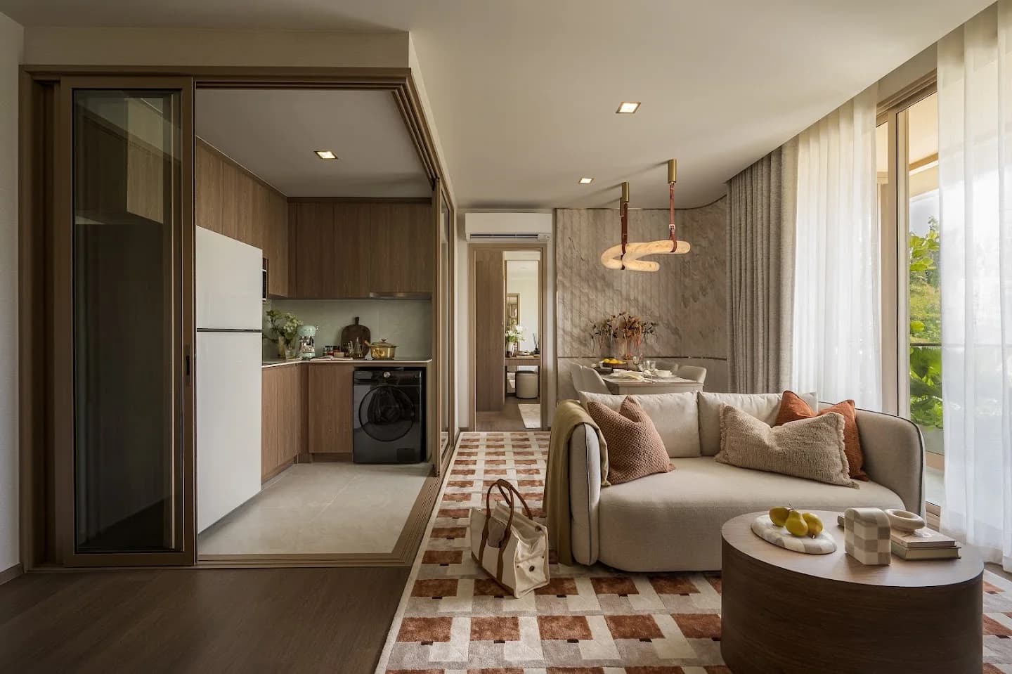 Canvaz Palette, Phuket: Show apartment kitchen and living room