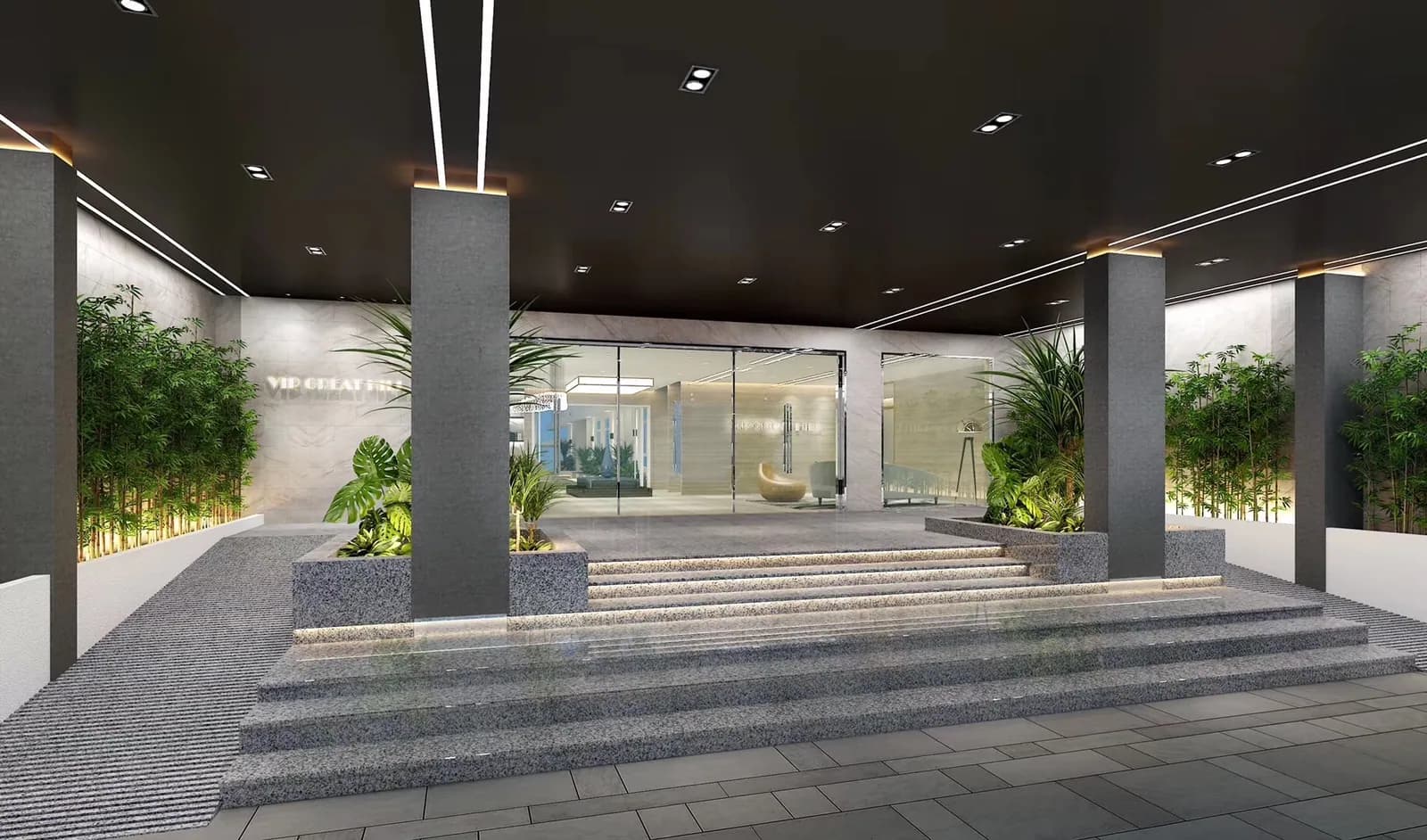 VIP Great Hill, Phuket: covered main entrance and landscaped steps (rendering)