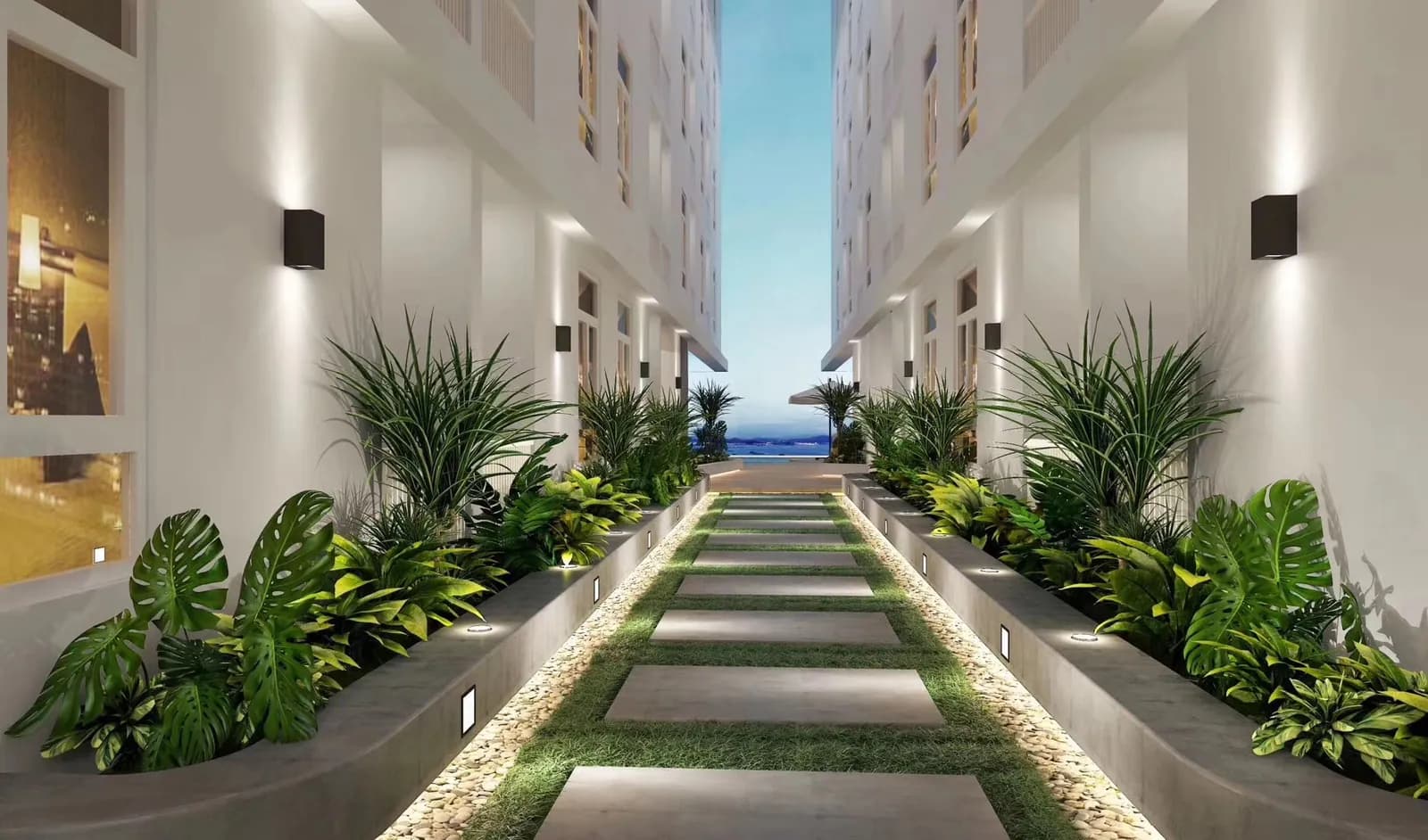 VIP Great Hill, Phuket: landscaped walkway between the residential buildings (rendering)