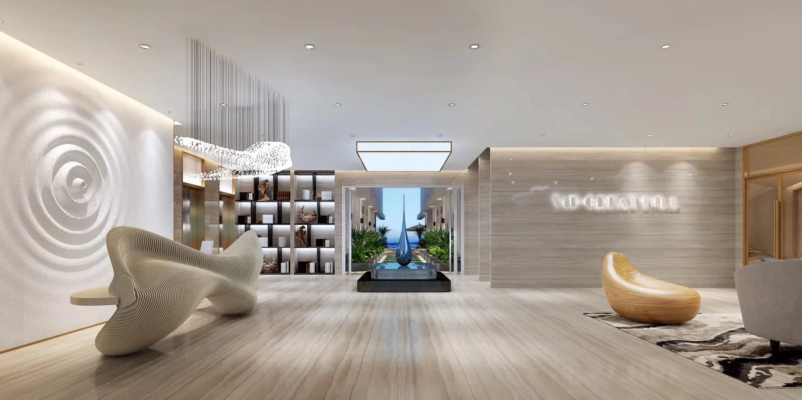 VIP Great Hill, Phuket: lobby lounge with sculptural chairs and a feature wall (rendering)