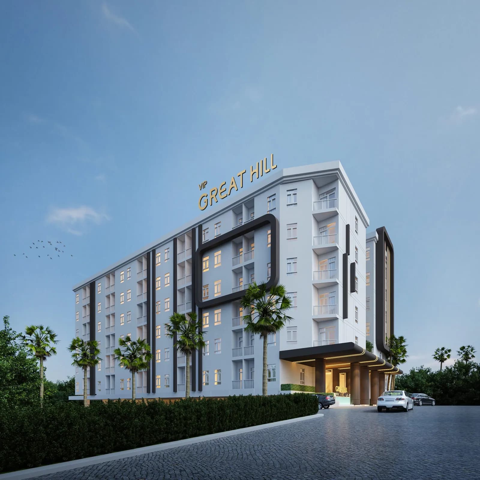 VIP Great Hill, Phuket: residential building exterior and street entrance (rendering)