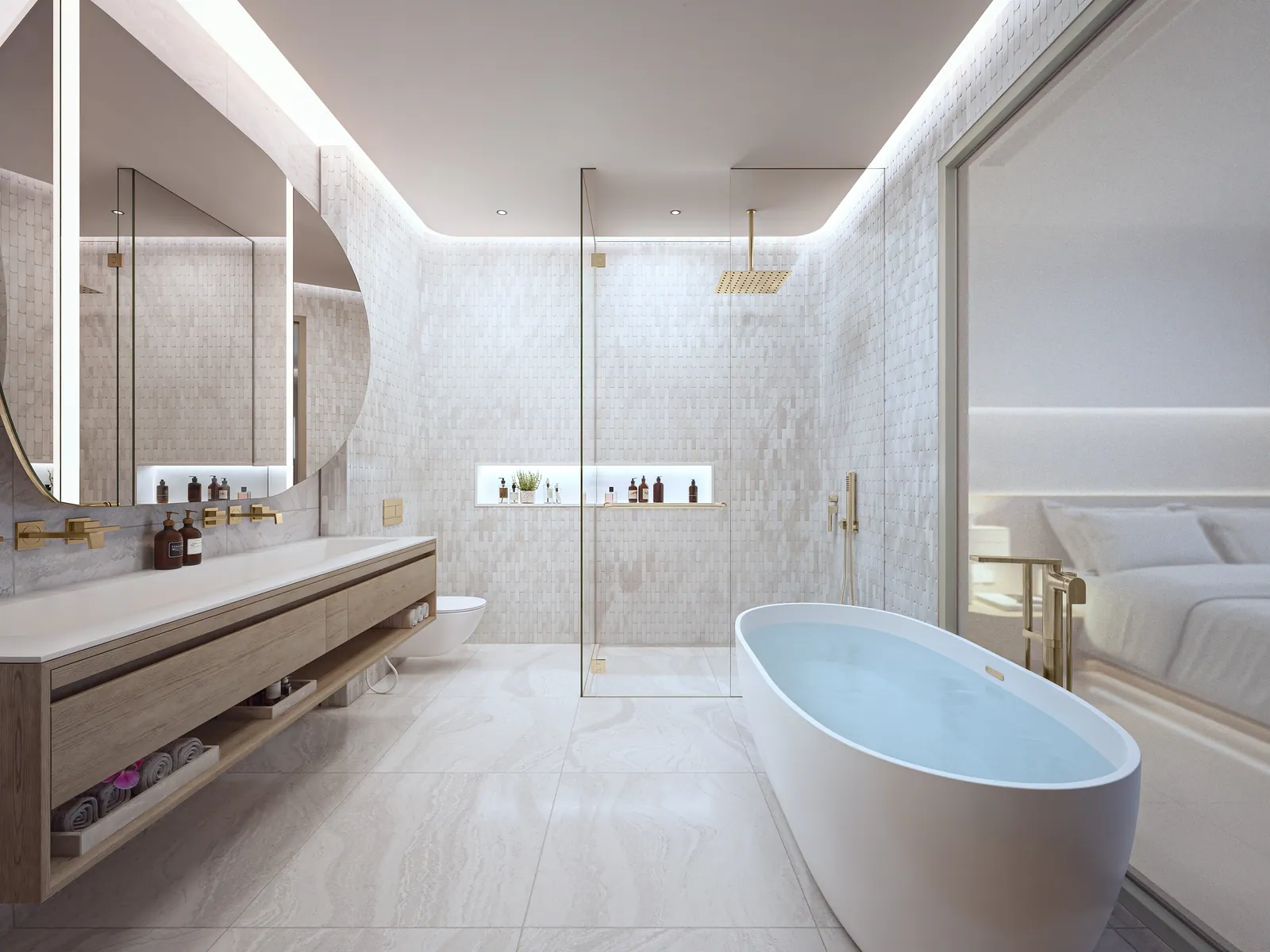 Sole Mio Residences, Phuket: Deluxe bathroom with a freestanding bath and glass shower (rendering)