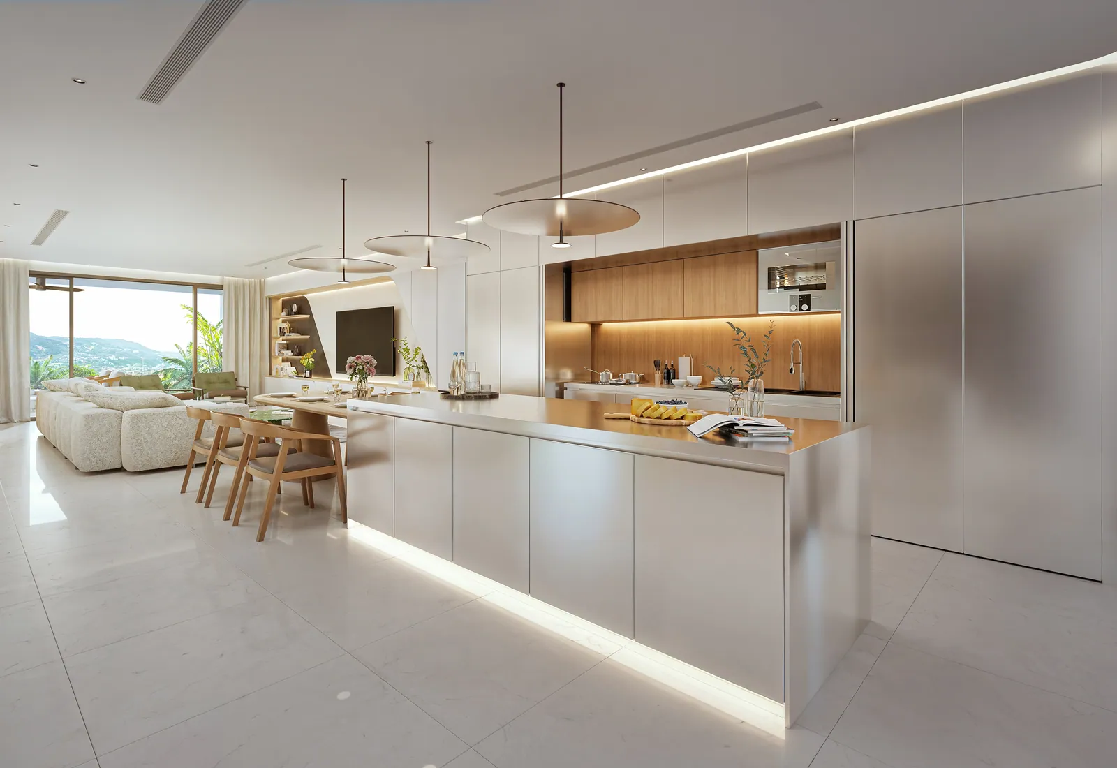 Sole Mio Residences, Phuket: Deluxe kitchen with an island and integrated cabinetry (rendering)