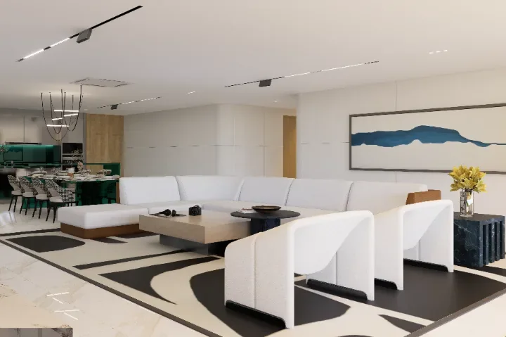 Sole Mio Residences, Phuket: three-bedroom penthouse living room (rendering)