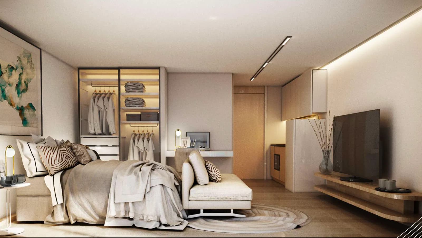VIP Space Odyssey, Phuket: type A studio with a bed and lounge chair (rendering)
