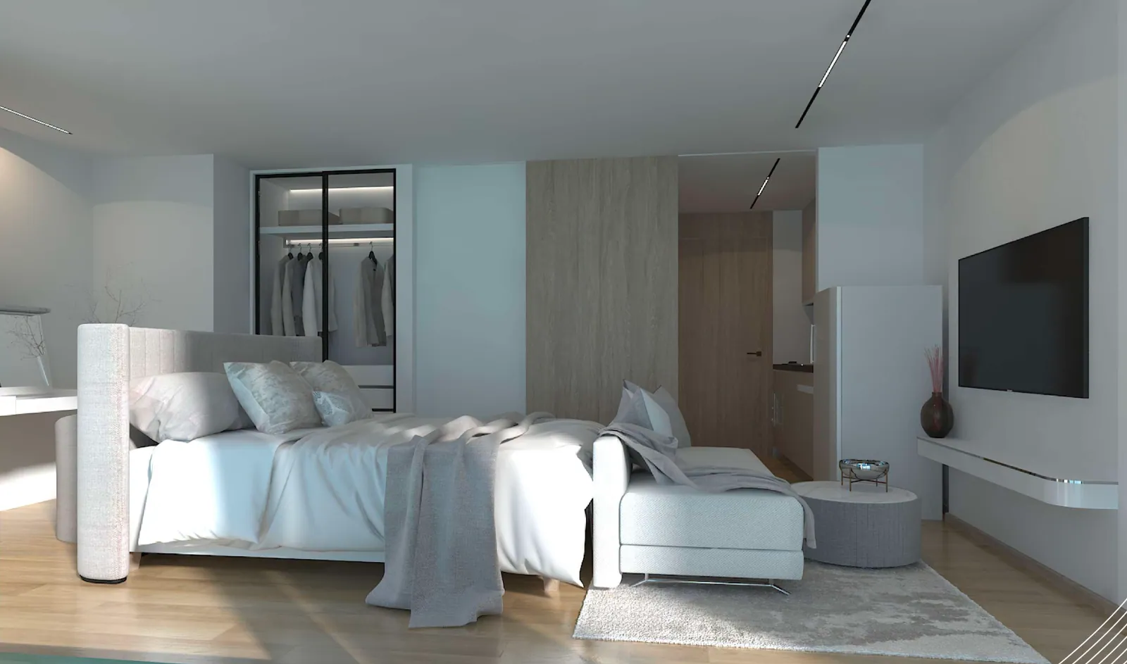 VIP Space Odyssey, Phuket: type C studio with a bed and compact seating (rendering)