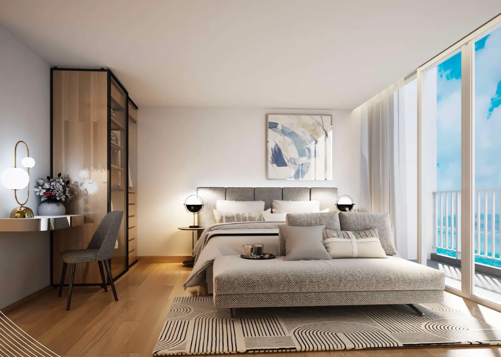 VIP Space Odyssey, Phuket: type D studio with a window-side bedroom area (rendering)