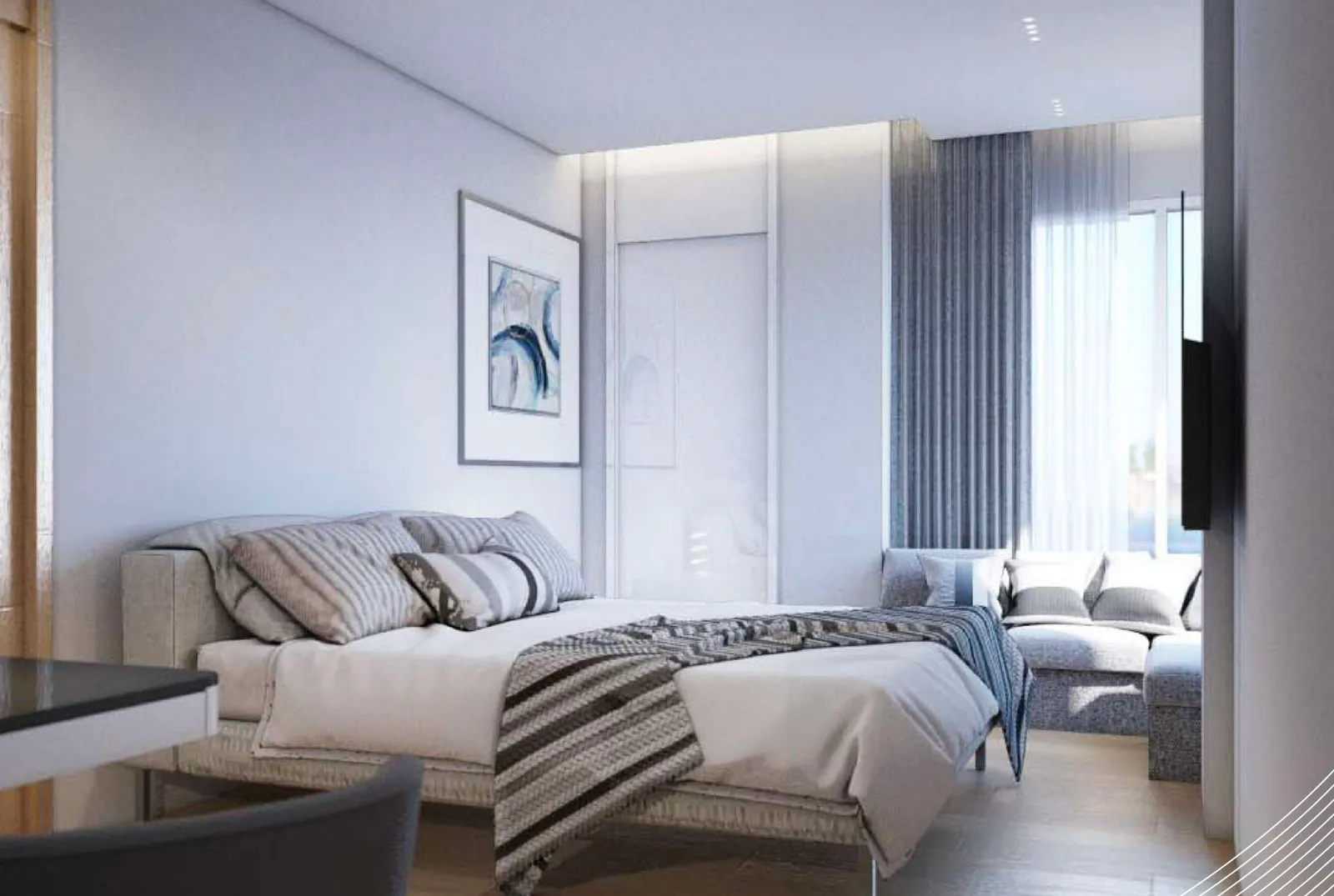 VIP Space Odyssey, Phuket: type G residence bedroom with a sofa beside the bed (rendering)