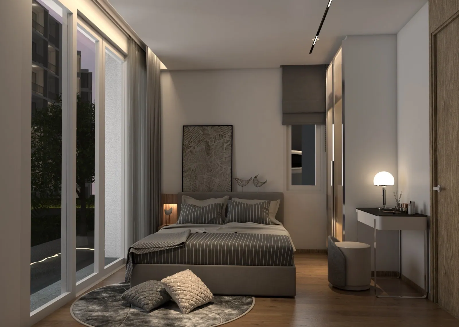 VIP Space Odyssey, Phuket: villa bedroom with a window-side seating area (rendering)