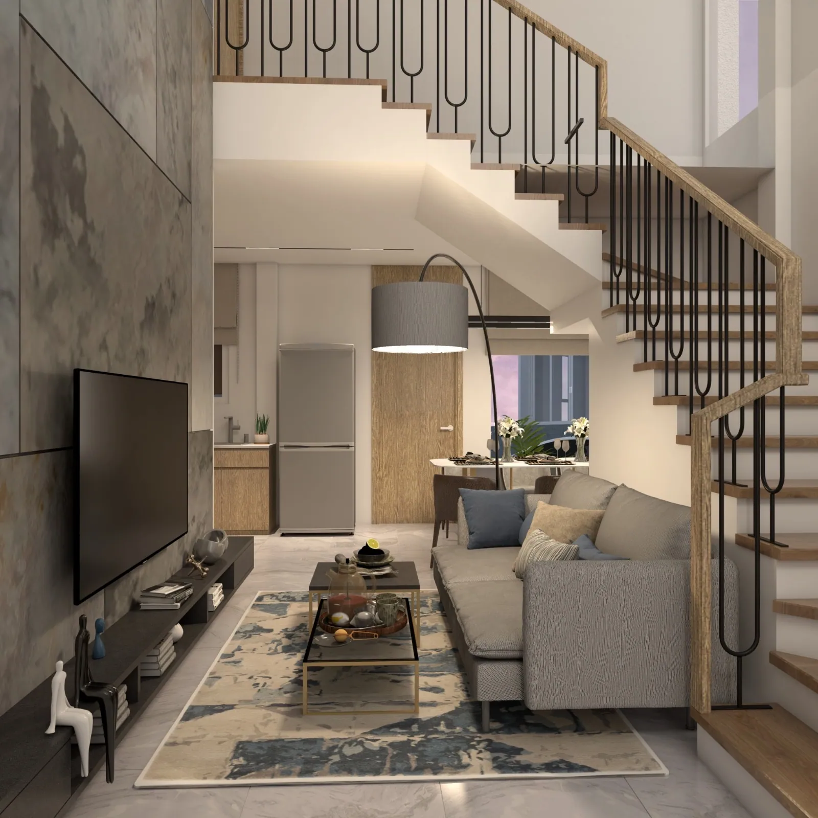 VIP Space Odyssey, Phuket: villa living room with stairs and a double-height ceiling (rendering)