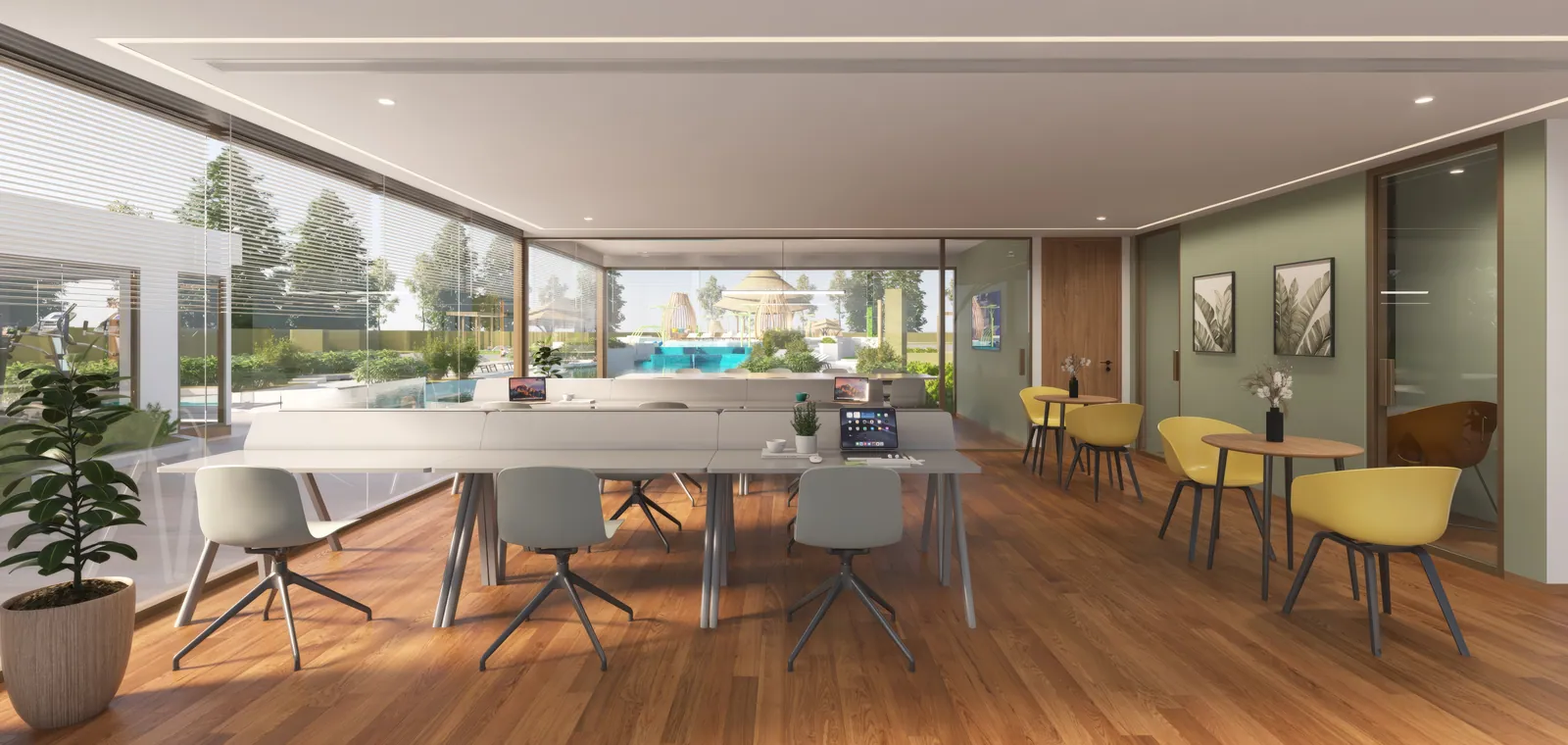 VIP Tropika, Phuket: shared working lounge with tables and sofas (rendering)