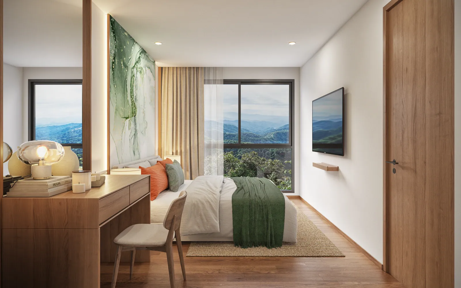 VIP Tropika, Phuket: bedroom with built-in storage and a window-side desk (rendering)