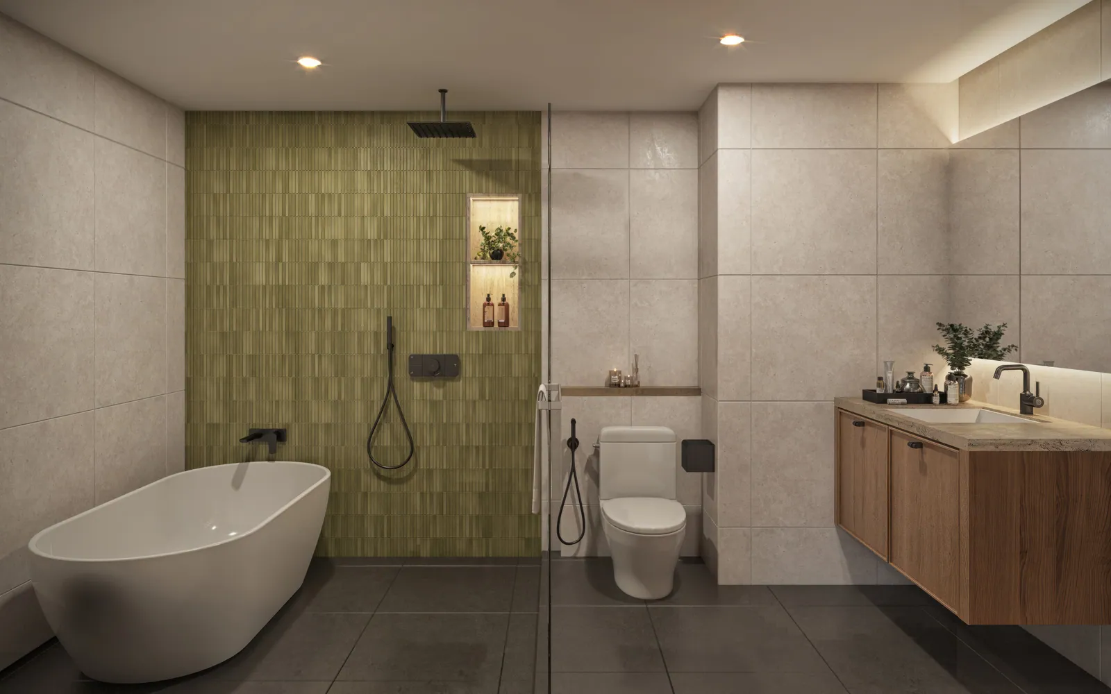 VIP Tropika, Phuket: three-bedroom residence bathroom with a freestanding bath (rendering)