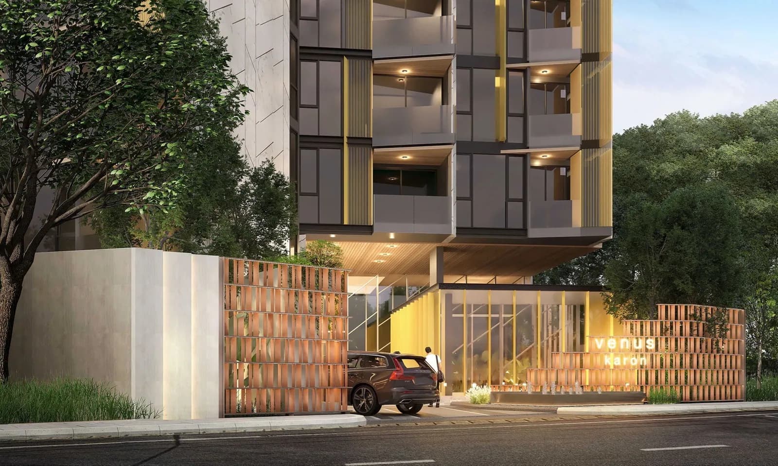 VIP Venus Karon, Phuket: entrance gate and illuminated project sign (rendering)