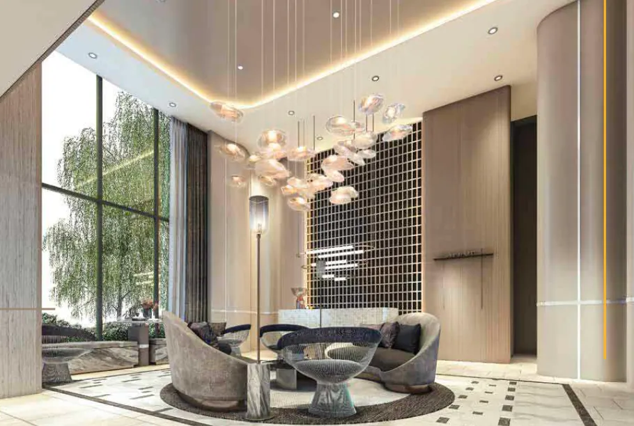 VIP Venus Karon, Phuket: lobby lounge with high windows and pendant lights (rendering)