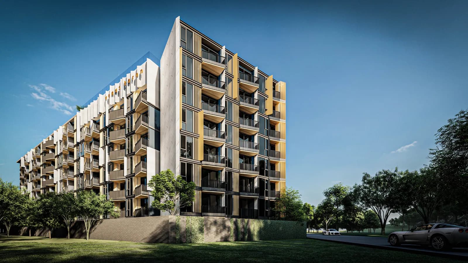 VIP Venus Karon, Phuket: western facade and planted boundary (rendering)