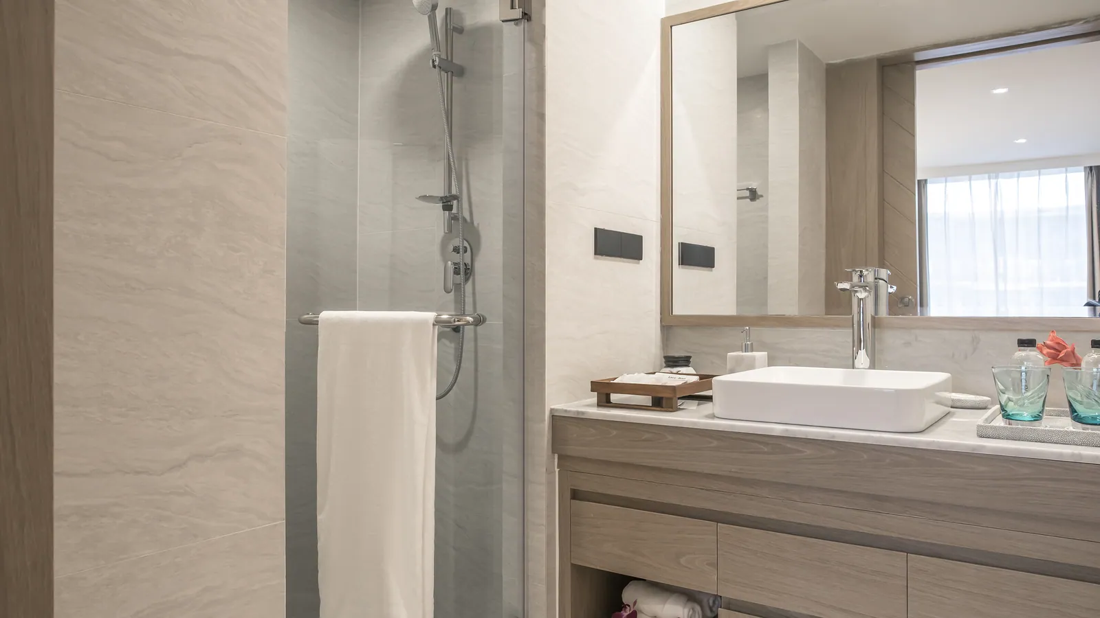 Wyndham La Vita, Phuket: one-bedroom residence bathroom with a vanity and shower