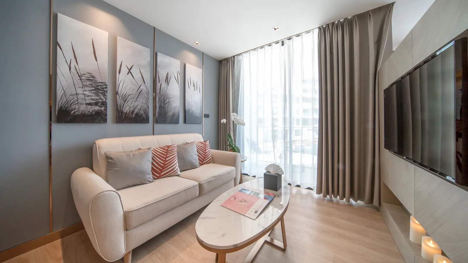 Wyndham La Vita, Phuket: one-bedroom residence living room with a sofa and coffee table