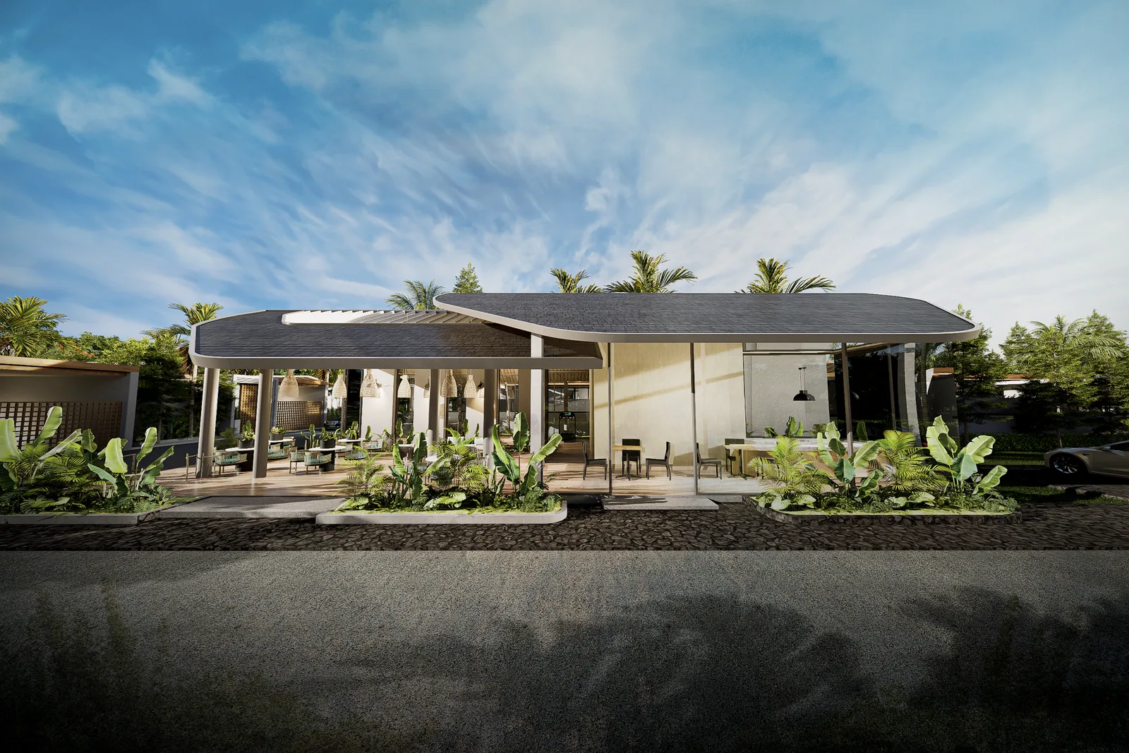 Amrits Luxury Villas, Nai Yang, Phuket: Clubhaus mit bepflanztem Eingangsbereich (Visualisierung)
