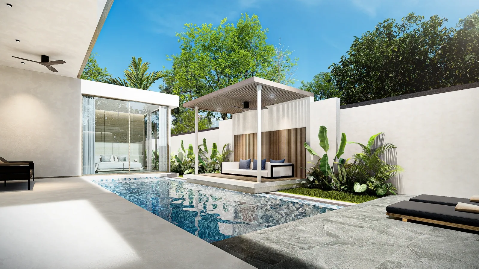 Amrits Luxury Villas, Nai Yang, Phuket: überdachter Pavillon am privaten Pool (Visualisierung)