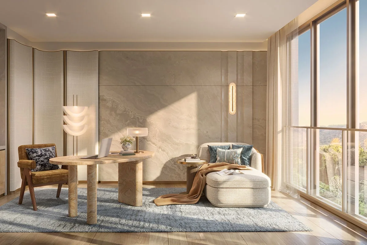 Canvaz Palette, Phuket: Residence lounge interior (rendering)