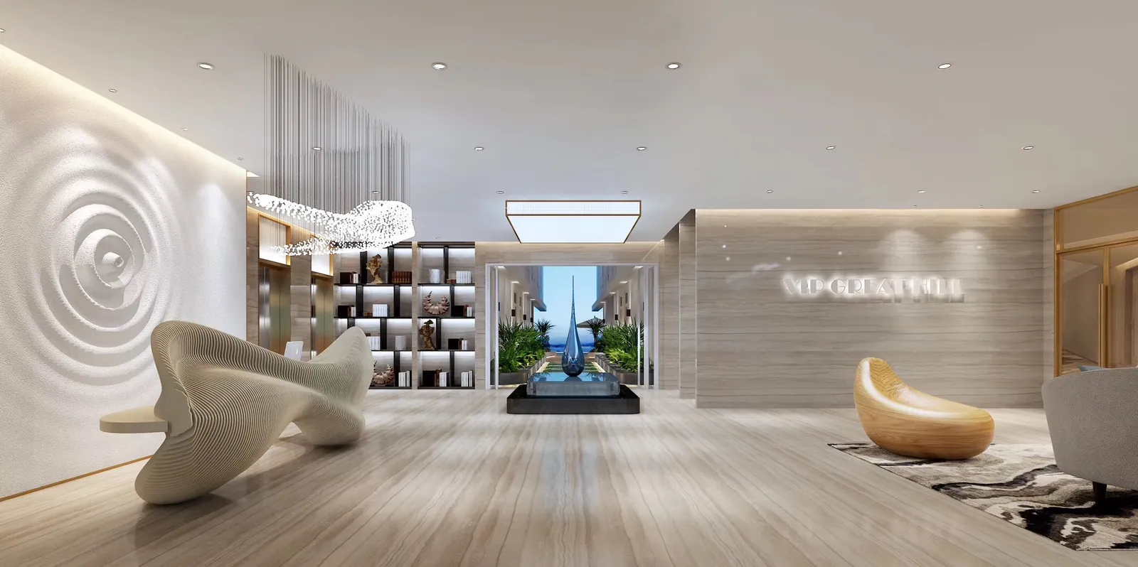 VIP Great Hill, Phuket: lobby lounge with sculptural chairs and a feature wall (rendering)