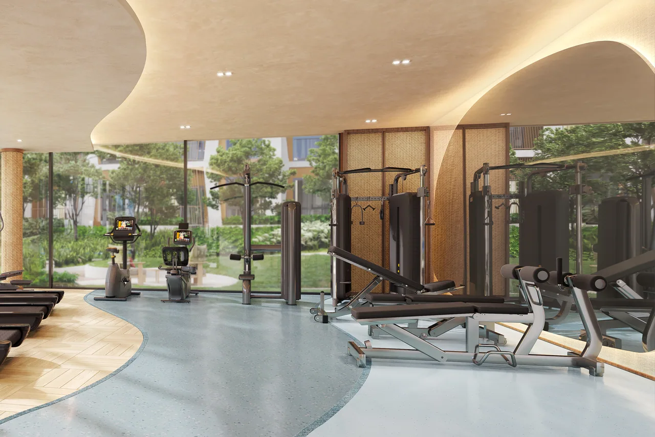 Rhea by Sansiri, Phuket: fitness room overlooking the garden (rendering)