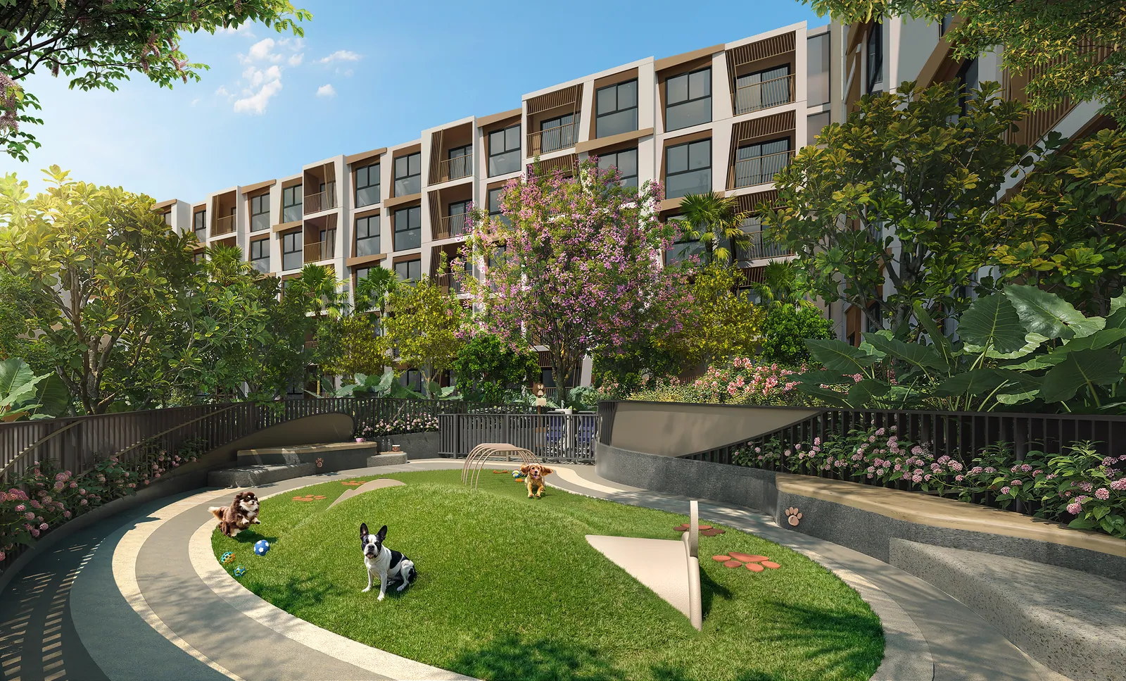 Rhea by Sansiri, Phuket: landscaped pet park beside the residences (rendering)
