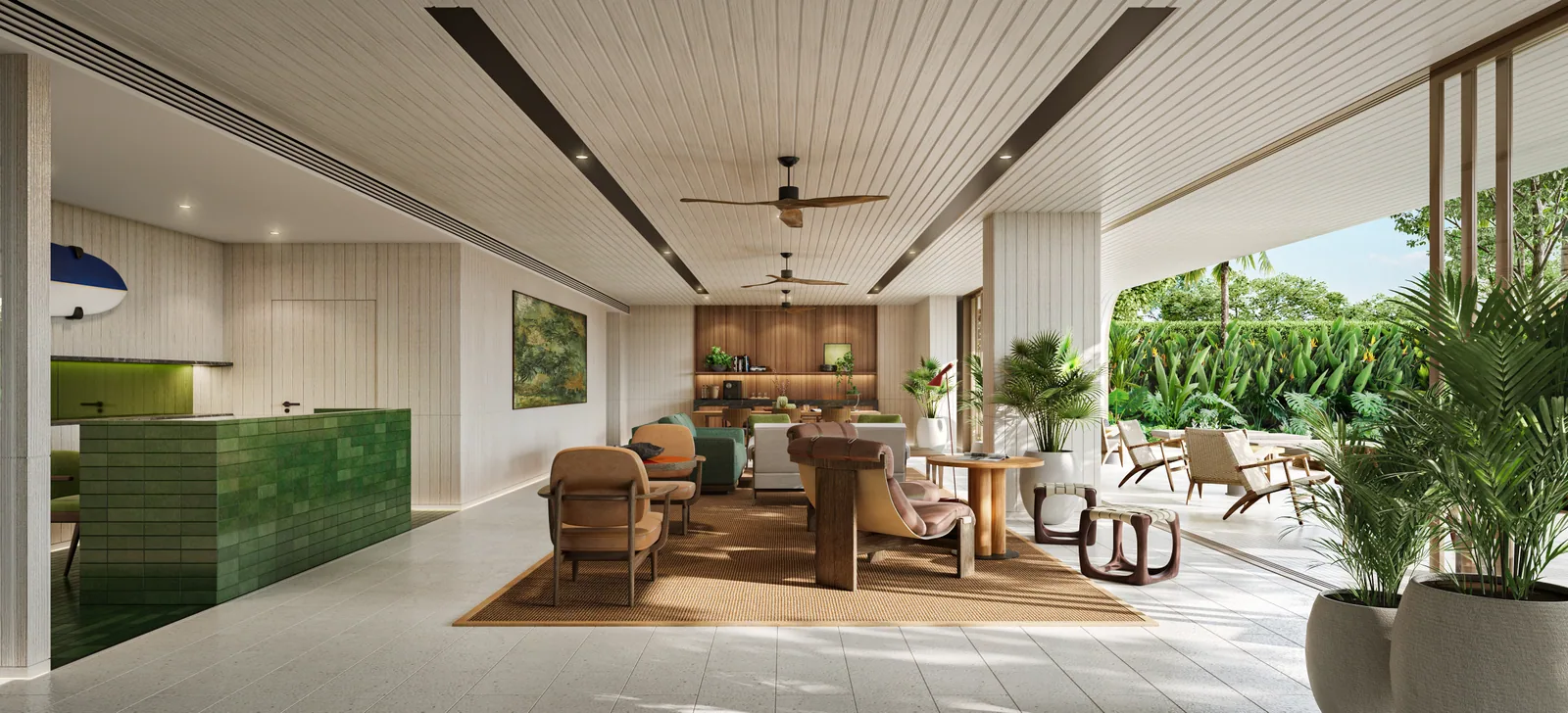 SURFHOUSE Residences, Bang Tao, Phuket: Gemeinschaftstisch in der Lobby (Visualisierung)