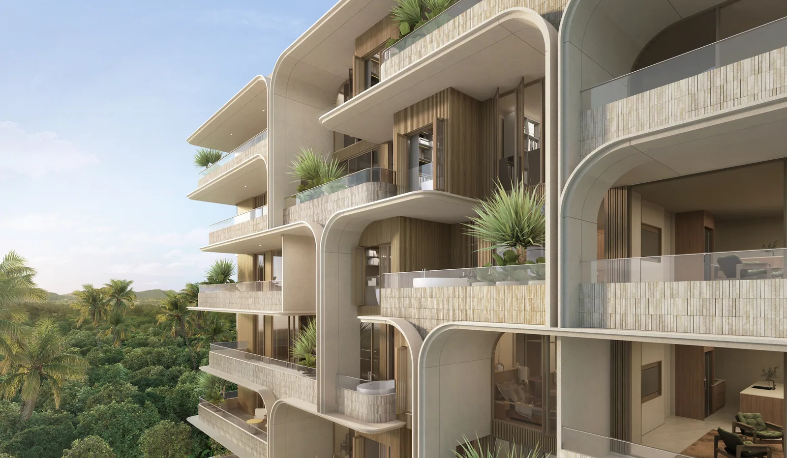 SURFHOUSE Residences, Bang Tao, Phuket: Seitenfassade mit privaten Terrassen (Visualisierung)