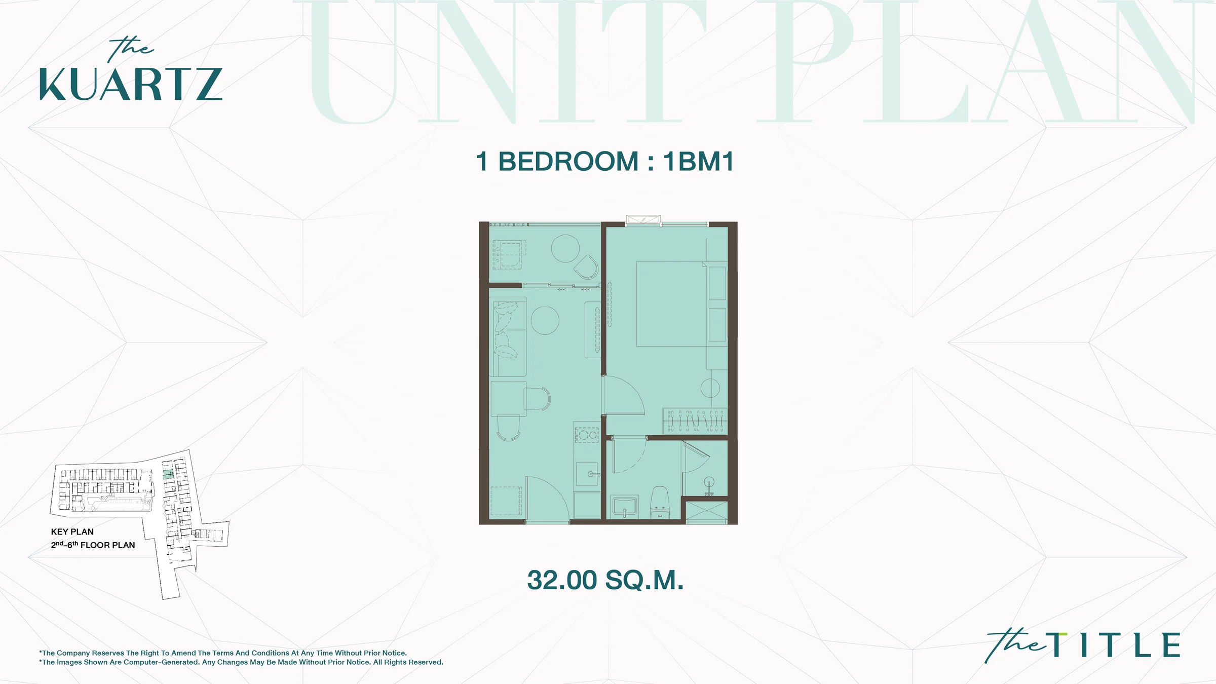 The Title Kuartz — floor plan 1BR, 31.7–37.9 m²