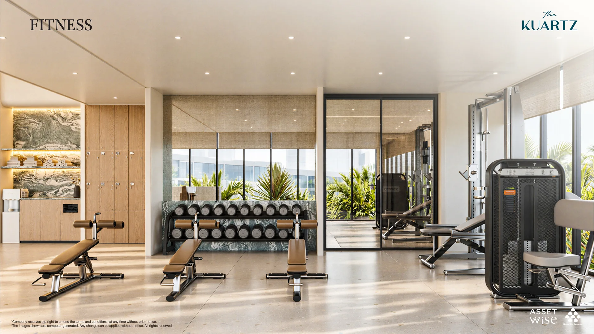 The Title Kuartz, Karon: fitness room with weights (rendering)
