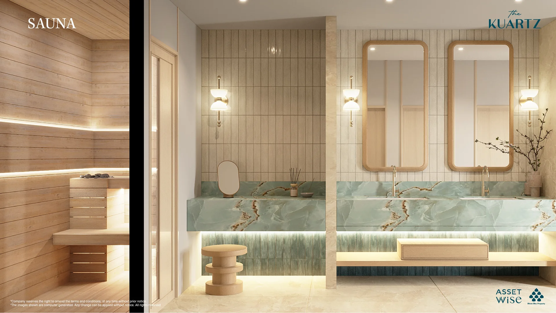 The Title Kuartz, Karon: sauna and changing area (rendering)
