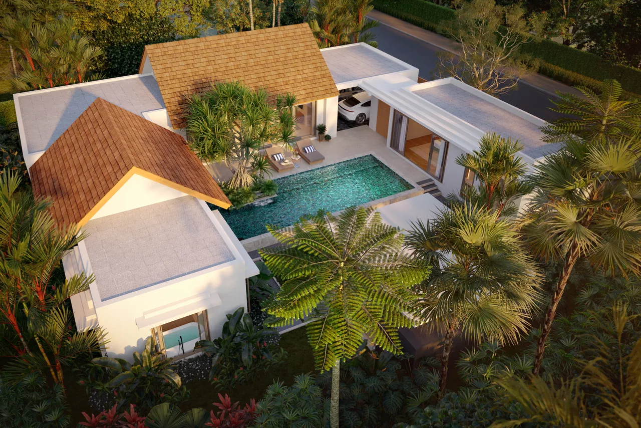 The Tales Bangjo, Phuket: aerial view of the private pool villa (rendering)