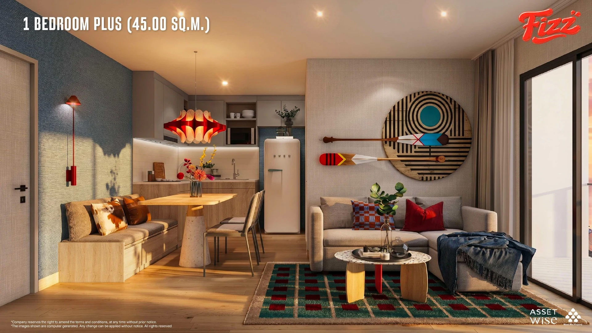 The Title Fizz Kata: one-bedroom-plus interior (rendering)