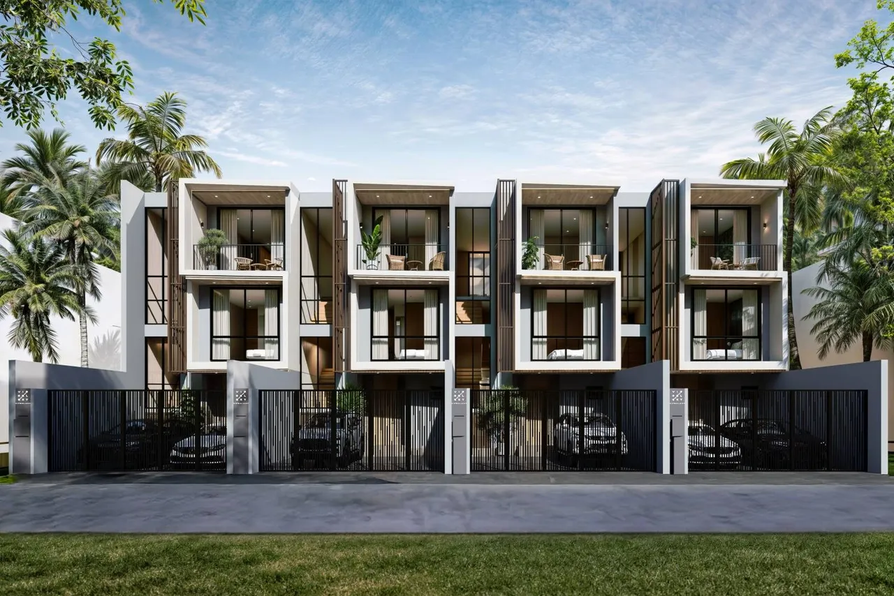 VIP Galaxy Villas, Phuket: row of villas viewed from the street (rendering)