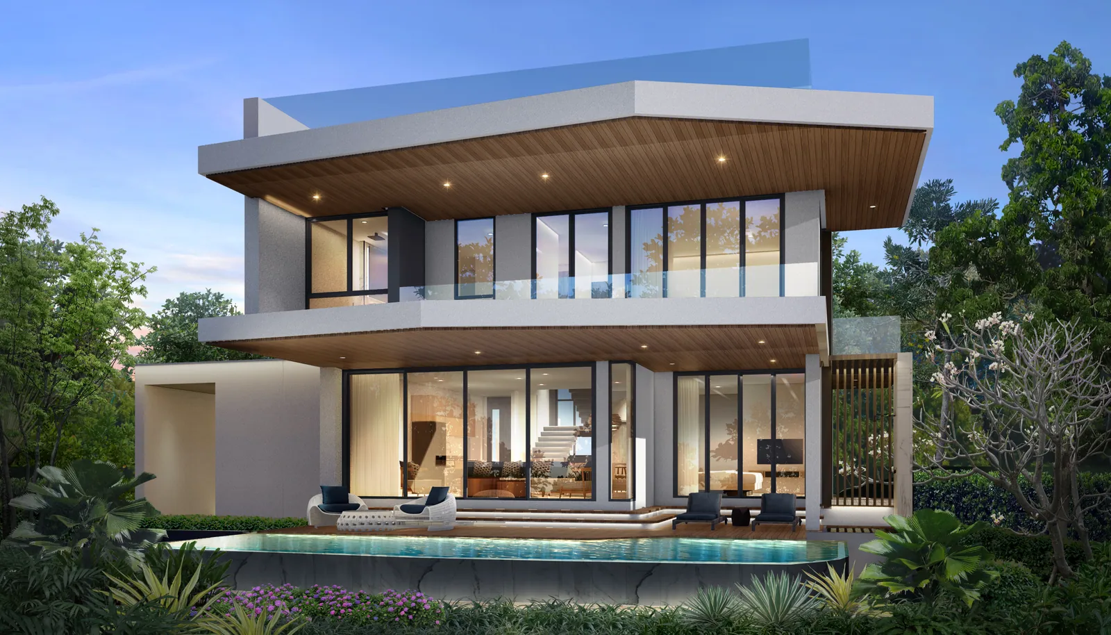 VIP Galaxy Villas, Phuket: type A villa facade facing the private pool (rendering)